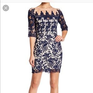 Soieblu elbow length crochet dress blue size M